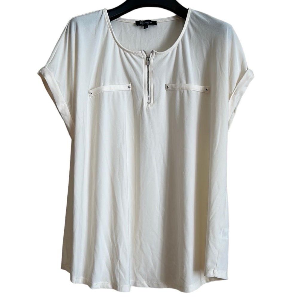 Lily Morgan blouse‎ 2x 1/4 zip Cream colour